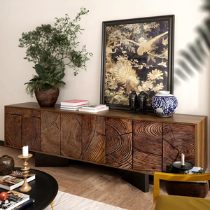 AmericanCuster, Aparador de madera de roble macizo de diseño moderno, muebles rústicos Retro para el hogar, comedor, sala de estar, hoteles - Product Image 3