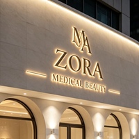 Enseigne commerciale personnalisée en métal rétroéclairée par LED avec lettres de logo dorées, signalétique publicitaire extérieure pour bureau et bar