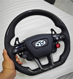 Volant semi-cuir Alcantara carbone S-Line pour Audi Q8 SQ8 A3 A4 B9 A5 B8 A6 C7 A7 S3 S4 RS3 RS5 RS7 <span class=keywords><strong>RS6</strong></span> Série <span class=keywords><strong>4</strong></span> - Product Image 4