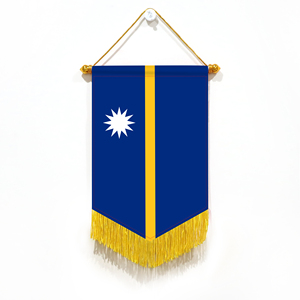 Drapeaux miniatures en gros pour voitures, décorations murales de Nauru, petits ornements suspendus en satin imprimé numériquement - Product Image 1