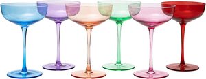 Top Seller 2023 Colored Coupe Glasses Set of 6 <strong>Stemmed</strong> <strong>Champagne</strong> Coupe Glasses Multi-colored <strong>Champagne</strong> <strong>Flutes</strong> - Product Image 3