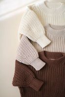 Logo personnalisé gros tricot surdimensionné bébé chandails 100% bambou épais tricoté garçons filles hiver