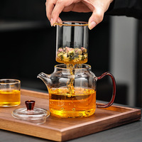 Théière en verre pour usage domestique, filtre résistant à la chaleur, couvercle à fermeture magnétique, grande capacité, design minimaliste avec poignée latérale, origine Chine