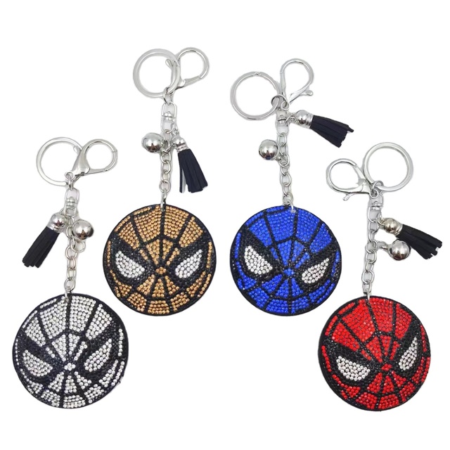 Creative Crystal Rhinestone Spider-Man keychain Diamond Bling Anime Character Key ring