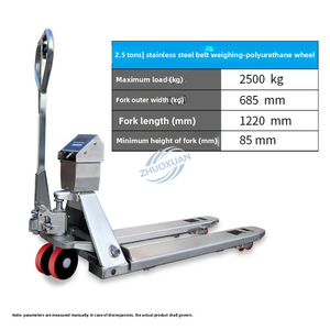 304 Rust-Proof Stainless Steel Manual Pallet Mover, PU Wheels Design, Built-In Custom <b>Digital</b> <b>Scale</b> For Food Use - Product Image 6