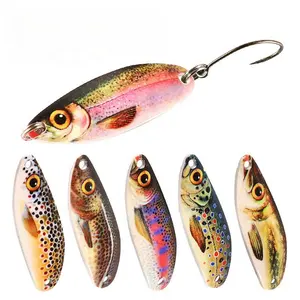 Hunthouse New 8 Colors 3g 5g 3D Print Spinner Baits Sea Horsemouth Metal Spoon Lure Kit Trout Hard Fishing Lure For Bass