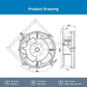 Ventilador Axial de Refrigeración para Gabinete con Rodamiento de Bolas, Eléctrico, 230VAC, 67W, 0.33A, 2750RPM, 810m3/h, para W2E208-BA20-51, 208mm - Product Image 4