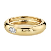 Gemnel Messing Feiner Schmuck 18k Vergoldeter Ovaler CZ Breiter Bandring für Hochzeiten