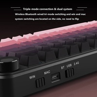 AJAZZ AK820 MAX PLUS Tri-Mode DIY Mechanical Gaming Keyboard Factory Black-Grey Theme with RGB Screen and Tortoiseshell Switch