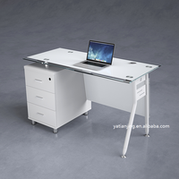 Étude de verre simple meubles de bureau à domicile Table de bureau d'ordinateur de travail avec tiroir Escritorio de oficina