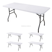 Table et chaises pliantes rectangulaires en plastique HDPE blanc, populaires pour les événements intérieurs et extérieurs, mariages, pique-niques et repas – Offre Spéciale