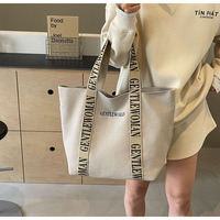 Sac fourre-tout en toile personnalisé pour femmes, noir et blanc, pliable, résistant, avec poche et fermeture éclair, impression de logo promotionnelle en gros