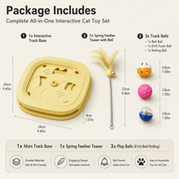 Jouet interactif automatique pour chat, distributeur de friandises, labyrinthe avec clochettes et plumes, pour l'auto-entretenissement et la lutte contre l'ennui, en plastique, emballé