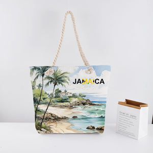 Sac fourre-tout décontracté pour femmes sac à main deux poignées Logo personnalisé imprimé sac de plage de bain d'été pour <span class=keywords><strong>voyage</strong></span> vacances fermeture éclair lettre jamaïcaine - Product Image 1