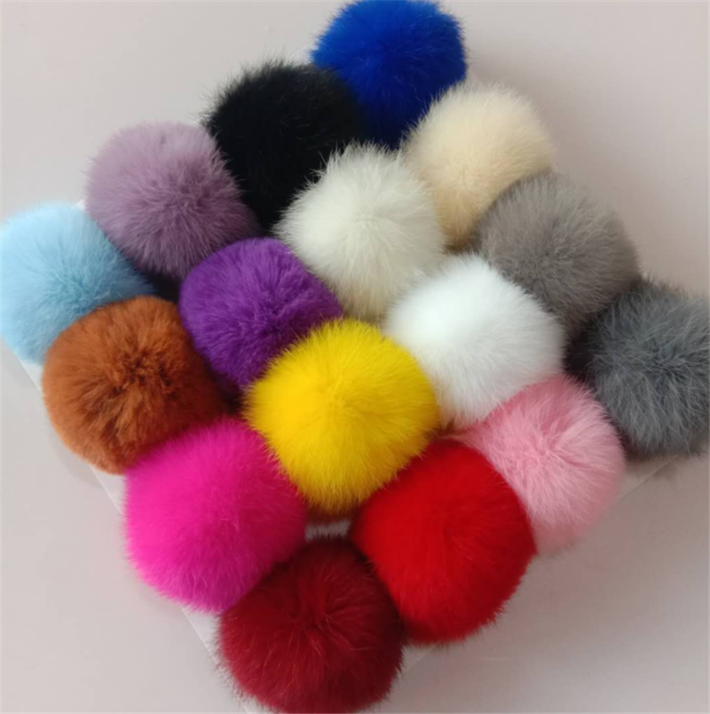 Новый дизайн, помпон из искусственного меха кролика Рекс, брелок с помпоном из искусственного меха кролика