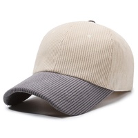 Gorra de béisbol transfronteriza de primavera para hombre y mujer, diseño de bloques de color, de pana, con visera de 6 paneles, sombrero informal para exteriores, venta al por mayor