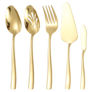 Juego de cubiertos de acero inoxidable, cucharas para servir, tenedores, palas para pizza, cuchillos para aceite, para buffets, hoteles, pulido espejo, calidad alimentaria - Product Image 5