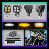 Lampe avant de moto 40W LED bicolore Lampe de travail antibrouillard à 4 lentilles avec faisceau blanc jaune pour scooter ATV E-Bike Offroad Bike