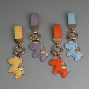 Handmade Female Cute Pony Bag Adornment Keychain PU Leather Bulk <b>Key</b> Pendant for Women's Handbag <b>Tag</b> Type - Product Image 2