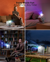 Yinzam HY500 Projecteur, 1000 Ansi Lumens Projecteur Vidéo Intelligent pour Maison et Extérieur, Android WIFI 6 BT5.2, Projecteur Faisceau, MAX 4K