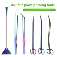 Kit d'outils d'aquascaping écologiques et colorés en acier inoxydable avec ciseaux, pinces et grattoir