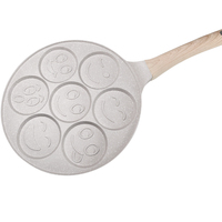 Wajan Pancake Ukuran Besar 7 Lubang Grosir Cina, Aluminium Die Cast Anti Lengket, Dasar Spiral, Kompatibel dengan Kompor Gas dan Induksi