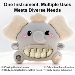 MILI Juguete Musical Interactivo de <span class=keywords><strong>Piano</strong></span> <span class=keywords><strong>con</strong></span> Inducción, Diseño de Elefante de Dibujos Animados, 5 Piezas, para la Educación Temprana del Bebé, Plástico y Tela - Product Image 3