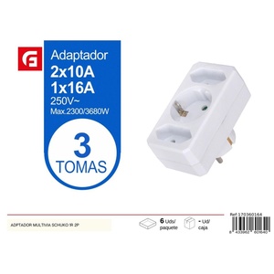 Schuko 1R + 2P adattatore multi-way per prese elettriche e collegamenti