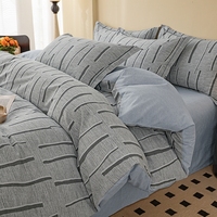 Ensemble de literie en coton 100% épaissi, taille king, imprimé, 4 pièces, vente en gros, ensemble de housse de couette double face AB avec drap et taie d'oreiller