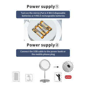 Double Side Máy tính để bàn 5x Magnifying Table Vanity 360 Xoay Led make up gương với ánh sáng - Product Image 3