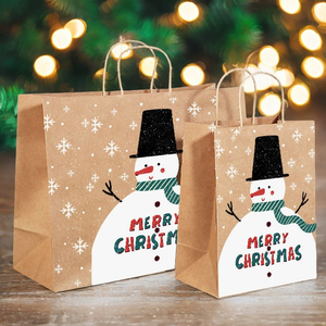 Bolsa de Compras de Papel Kraft Marrón con Logotipo Personalizado, Plegable y Reutilizable con Asas para Llevar, para Alimentos y Regalos Navideños, Impresión Digital - Product Image 2
