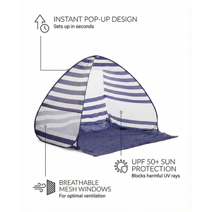 เต็นท์ชายหาด Nissi Custom Logo POP แบบพับได้ โครงสร้างห้องนอนเดียว ป้องกันแสงแดด แบบเสาไฟเบอร์กลาส ขนาด 1000-1500 มม. - Product Image 3