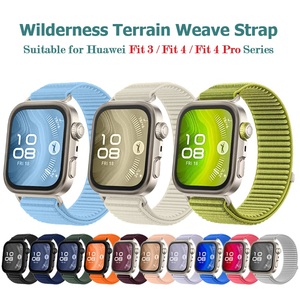 Bracelet en nylon tressé à motif montagne robuste compatible avec <span class=keywords><strong>Huawei</strong></span> Fit 3 Fit <span class=keywords><strong>4</strong></span> Fit 5 Pro, bracelet de montre élastique doux tissé - Product Image 3
