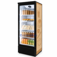 Congélateur vertical avec porte en verre noir, refroidissement par air, haute efficacité, vitrine pour supermarché
