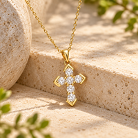 Collier en laiton ARNAN avec pendentif croix en acier et zircon étincelant, chaîne minimaliste pour clavicule, bijoux quotidiens pour femmes, cadeaux en gros