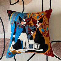 Housse de coussin carrée de luxe personnalisée Innermor, coton de haute qualité, motif brodé de visage de chat d'anime, maison, hôpital