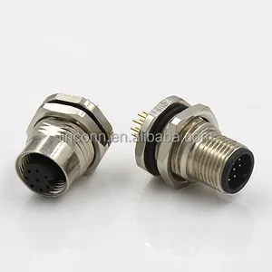 Montaje en panel o cable de PCB, conector M12, conectores de tornillo M5 M8, ángulo de 90 grados, resistente al agua IP67