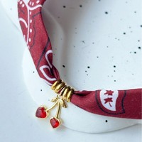 Nouveau collier tendance européen et américain en or 18 carats avec pendentif cerise rouge et perles, style cachemire, cadeau