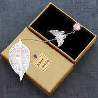 Gros souvenirs cadeaux feuille forme argent signet artisanat en métal