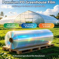 Film de serre PO 7 couches, 150 microns, largeur 10 m, rouleau de 100 m, transmission de lumière 92 %, anti-goutte, anti-UV, fourni par l'usine