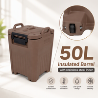 Ember/Bak Penyimpanan Terisolasi Stainless Steel Kapasitas Besar, Penghangat Makanan & Pendingin Minuman/Bir dengan Keran untuk Penggunaan Dapur, Sup, Hotel