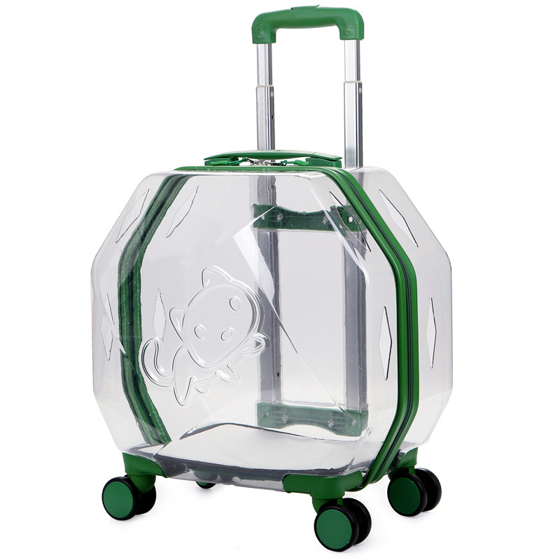 Caja de diamantes verde totalmente transparente.