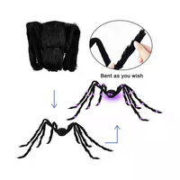 Décoration d'Halloween : Araignée Lumineuse en Peluche avec Lumière Diurne 6000K à Intensité Réglable pour Scène d'Horreur, Accessoire de Maison Hantée Extérieure