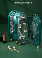 Organisateur de bijoux MKW6095 avec miroir, boîte de rangement pliable pour boucles d'oreilles, présentoir à colliers en plastique avec logo personnalisé