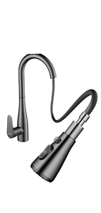 Robinet mélangeur de cuisine en cuivre à double usage chaud/froid, extractible, anti-éclaboussures, 2-en-1, finition chromée, avec capteur sans contact - Product Image 2