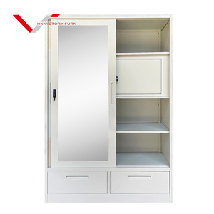 Tủ quần áo kim loại in họa tiết tùy chỉnh, cửa trượt đôi, có ngăn kéo dưới, khuyến mãi nóng - Product Image 3