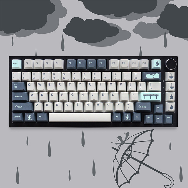 gmk rainy day keycaps: premium PBT dye sublimation sets