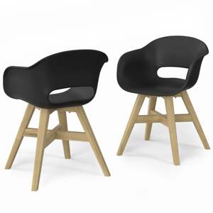 DB Kona Set of 2 <b>Black</b> Outdoor <b>Dining</b> Plastic <b>Chairs</b> - Product Image 1