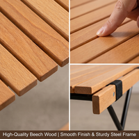 Table de pique-nique pliable à roulettes, table de camping portable en bois, design imperméable pour les rassemblements en plein air, les sorties en camping