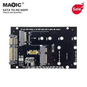 M.2 Ngff sata Msata Ssd到Sata 3.0 2.5英寸适配器M2 Pci Ssd转换器提升卡，适用于Pc笔记本电脑，最多6gps